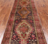Brown Vintage Persian Hand-Knotted Wool Runner Rug - 3' 8" X 10' 6"