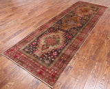 Brown Vintage Persian Hand-Knotted Wool Runner Rug - 3' 8" X 10' 6"
