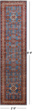Blue Super Kazak Hand Knotted Wool Runner Rug - 2' 6" X 9' 9"
