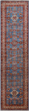 Blue Super Kazak Hand Knotted Wool Runner Rug - 2' 6" X 9' 9"