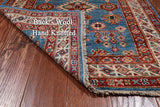 Blue Super Kazak Hand Knotted Wool Runner Rug - 2' 6" X 9' 9"
