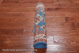 Blue Super Kazak Hand Knotted Wool Runner Rug - 2' 6" X 9' 9"