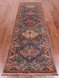 Grey Super Kazak Hand Knotted Wool Runner Rug - 2' 8" X 9' 0"