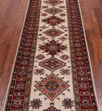 Ivory Super Kazak Handmade Wool Runner Rug - 2' 10" X 9' 5"