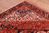 Red Vintage Persian Heriz Serapi Hand Knotted Wool Rug - 9' 3" X 12' 5"