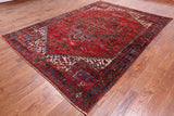 Rust Vintage Persian Heriz Serapi Handmade Wool Rug - 7' 8" X 10' 9"