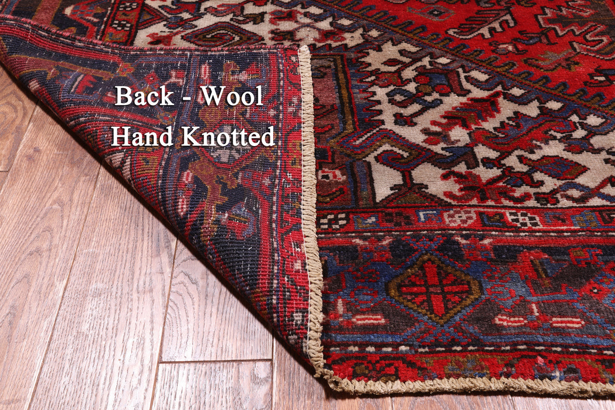 Rust Vintage Persian Heriz Serapi Handmade Wool Rug - 7' 8" X 10' 9"