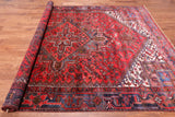 Rust Vintage Persian Heriz Serapi Handmade Wool Rug - 7' 8" X 10' 9"
