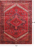 Red Vintage Persian Heriz Serapi Handmade Wool Rug - 7' 9" X 11' 0"