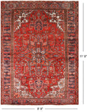 Rust Vintage Persian Heriz Serapi Handmade Wool Rug - 8' 8" X 11' 9"
