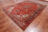 Rust Vintage Persian Heriz Serapi Handmade Wool Rug - 8' 8" X 11' 9"