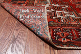 Rust Vintage Persian Heriz Serapi Handmade Wool Rug - 8' 8" X 11' 9"