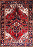 Red Vintage Persian Heriz Serapi Hand-Knotted Wool Rug - 6' 6" X 9' 4"