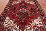 Red Vintage Persian Heriz Serapi Hand-Knotted Wool Rug - 6' 6" X 9' 4"