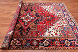 Red Vintage Persian Heriz Serapi Hand-Knotted Wool Rug - 6' 6" X 9' 4"