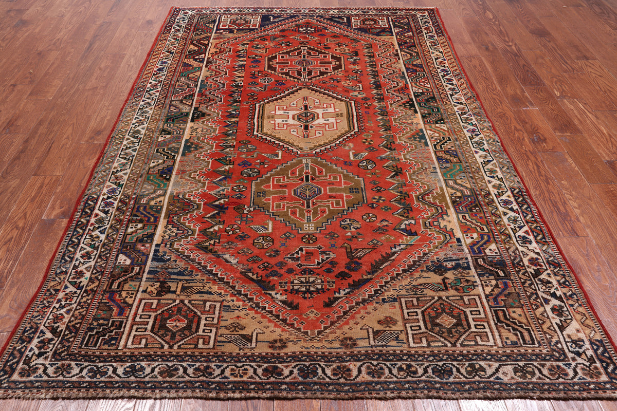 Rust Vintage Persian Handmade Wool On Wool Rug - 5' 10" X 8' 4"