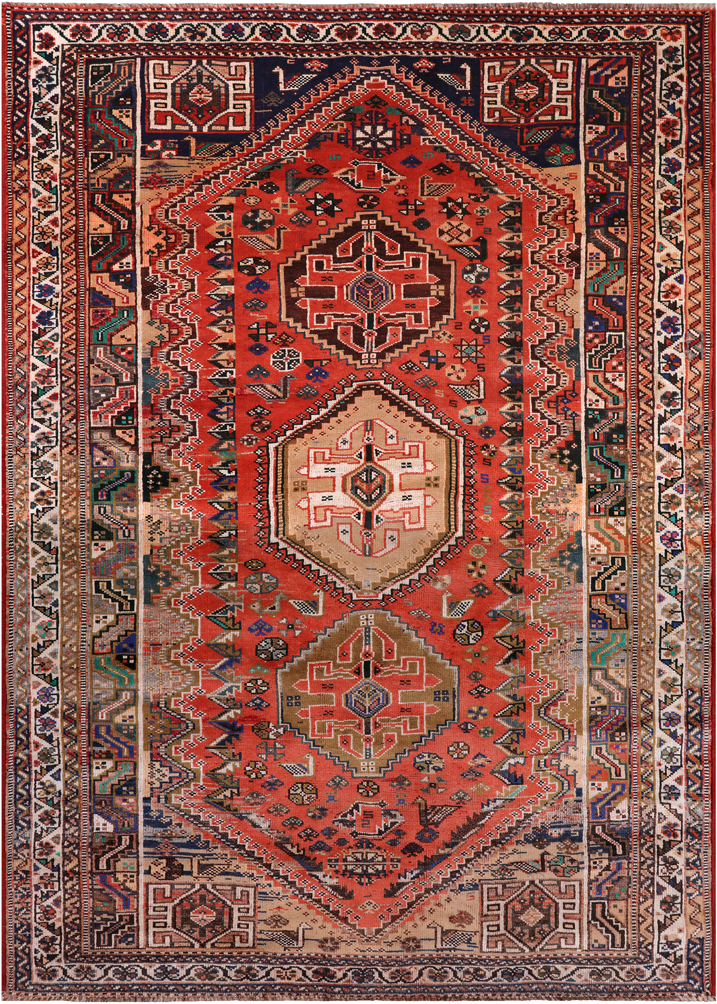 Rust Vintage Persian Handmade Wool On Wool Rug - 5' 10" X 8' 4"