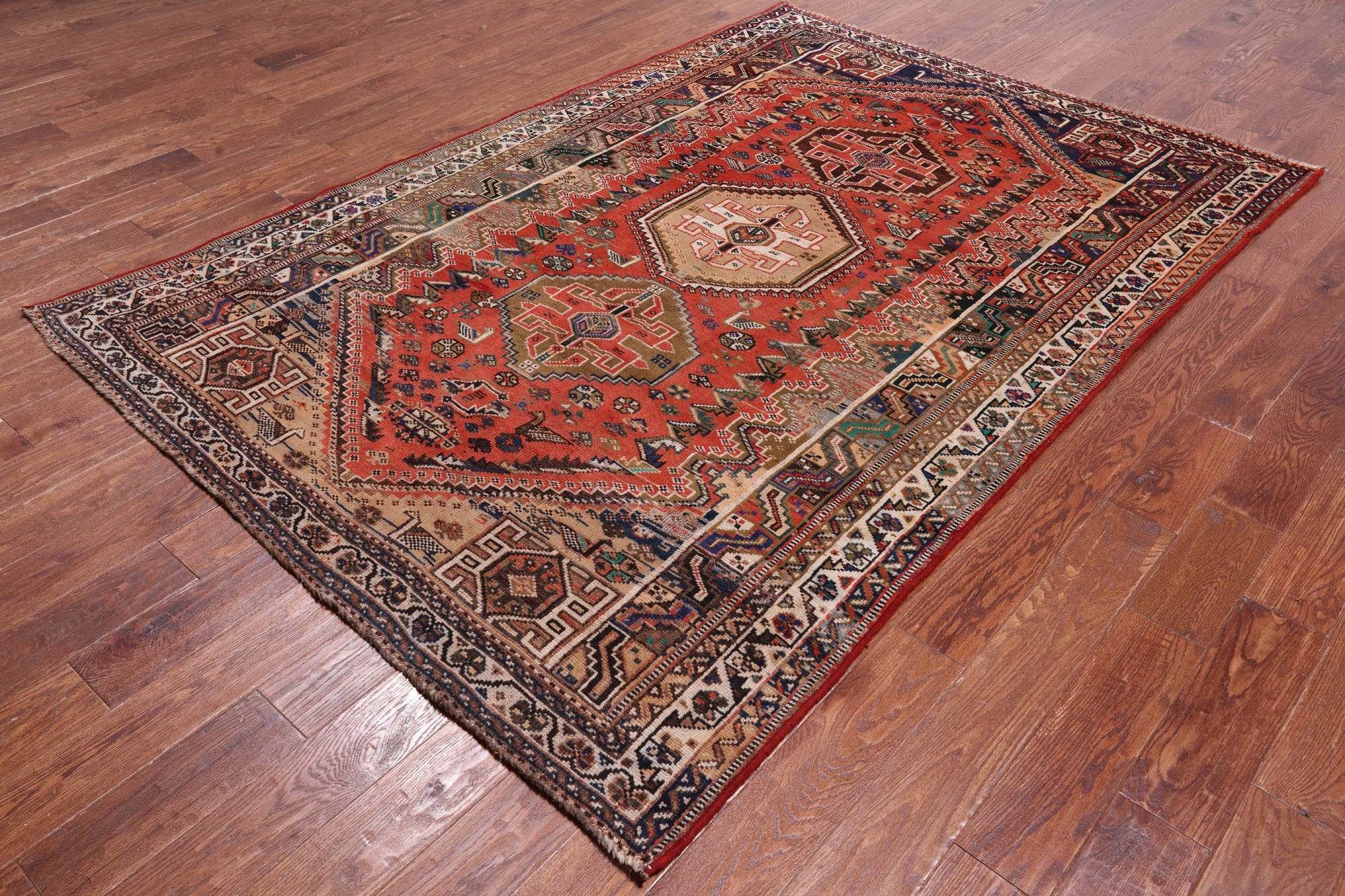 Rust Vintage Persian Handmade Wool On Wool Rug - 5' 10" X 8' 4"