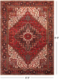 Rust Vintage Persian Heriz Serapi Handmade Wool Rug - 6' 5" X 9' 0"