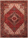 Rust Vintage Persian Heriz Serapi Handmade Wool Rug - 6' 5" X 9' 0"