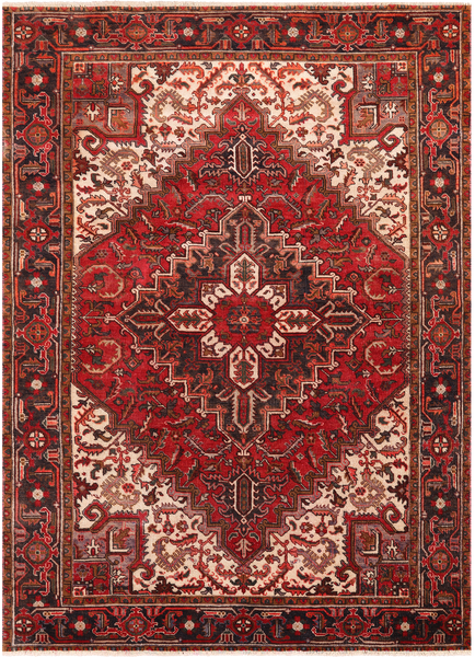 Rust Vintage Persian Heriz Serapi Handmade Wool Rug - 6' 5" X 9' 0"