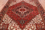 Rust Vintage Persian Heriz Serapi Handmade Wool Rug - 6' 5" X 9' 0"
