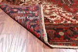 Rust Vintage Persian Heriz Serapi Handmade Wool Rug - 6' 5" X 9' 0"