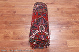 Red Vintage Persian Heriz Serapi Hand Knotted Wool Rug - 6' 9" X 9' 6"