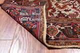 Red Vintage Persian Heriz Serapi Hand Knotted Wool Rug - 6' 9" X 9' 6"