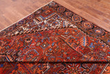 Orange Vintage Persian Heriz Serapi Hand-Knotted Wool Rug - 9' 2" X 12' 1"