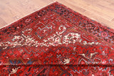 Red Vintage Persian Heriz Serapi Hand-Knotted Wool Rug - 9' 3" X 12' 7"