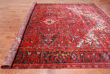 Red Vintage Persian Heriz Serapi Hand-Knotted Wool Rug - 9' 3" X 12' 7"