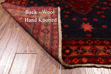 Navy Blue Vintage Persian Hand-Knotted Wool Runner Rug - 4' 5" X 11' 4"