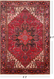 Rust Vintage Persian Heriz Serapi Handmade Wool Rug - 6' 3" X 9' 7"
