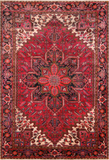 Rust Vintage Persian Heriz Serapi Handmade Wool Rug - 6' 3" X 9' 7"