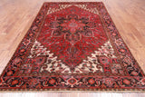 Rust Vintage Persian Heriz Serapi Handmade Wool Rug - 6' 3" X 9' 7"