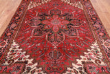 Rust Vintage Persian Heriz Serapi Handmade Wool Rug - 6' 3" X 9' 7"
