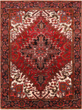 Red Vintage Persian Heriz Serapi Handmade Wool Rug - 6' 6" X 9' 1"