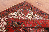 Red Vintage Persian Heriz Serapi Handmade Wool Rug - 6' 6" X 9' 1"