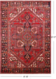 Red Vintage Persian Heriz Serapi Handmade Wool Rug - 6' 10" X 9' 11"