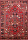 Red Vintage Persian Heriz Serapi Handmade Wool Rug - 6' 10" X 9' 11"