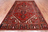 Red Vintage Persian Heriz Serapi Handmade Wool Rug - 6' 10" X 9' 11"