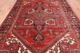 Red Vintage Persian Heriz Serapi Handmade Wool Rug - 6' 10" X 9' 11"