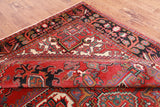 Red Vintage Persian Heriz Serapi Handmade Wool Rug - 6' 10" X 9' 11"