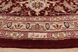 Red Round Signed Persian Tabriz Handmade Wool Rug - 8' 0" X 8' 0"