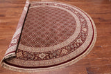 Red Round Signed Persian Tabriz Handmade Wool Rug - 8' 0" X 8' 0"