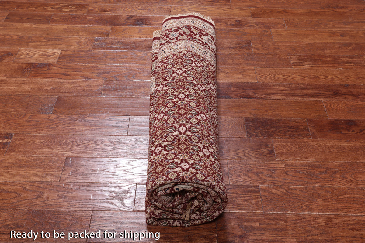 Red Round Signed Persian Tabriz Handmade Wool Rug - 8' 0" X 8' 0"