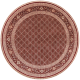 Red Round Signed Persian Tabriz Handmade Wool Rug - 8' 0" X 8' 0"