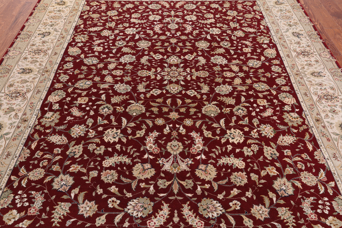 Red Persian Tabriz Hand-Knotted Wool & Silk Rug - 7' 10" X 9' 10"
