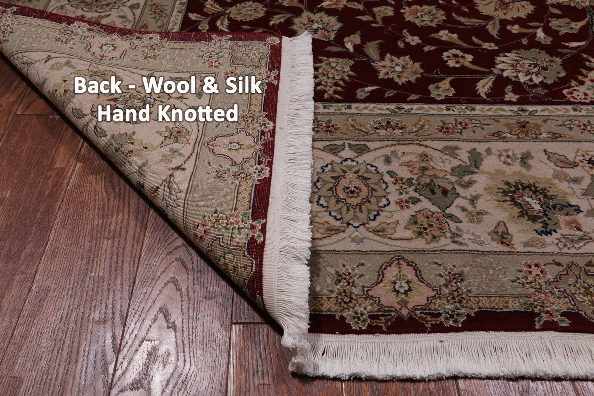 Red Persian Tabriz Hand-Knotted Wool & Silk Rug - 7' 10" X 9' 10"